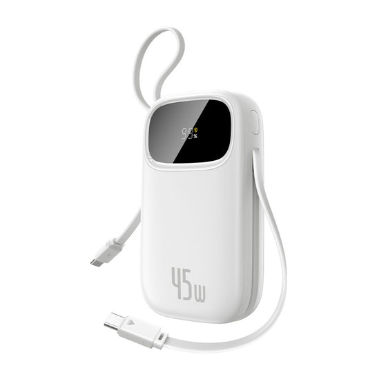 BASEUS Powerbank 20000mAh USB-A USB-C with display and 2 built-in cables 45W - white
