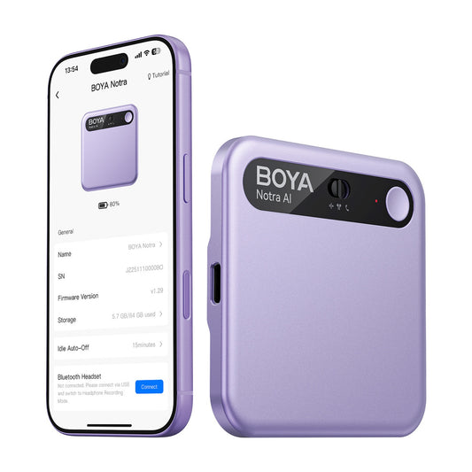 BOYA Voice recorder with AI transcription 64GB 610mAh - purple