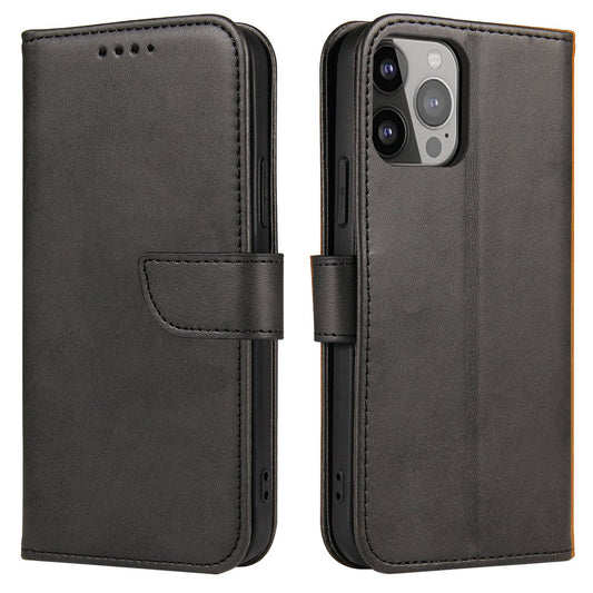 HURTEL Wallet case with flap stand for iPhone 15 Pro Magnet Case - black