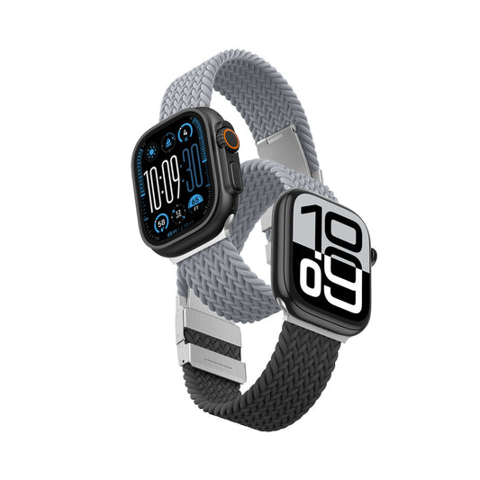 AmazingThing Set of 2 straps for Apple Watch 45/46/49 mm Blend Band - gray black / gray