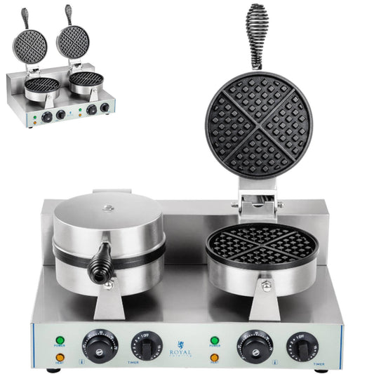 Royal Catering Waffle iron round double TEFLON waffles with diameter of 18,5cm