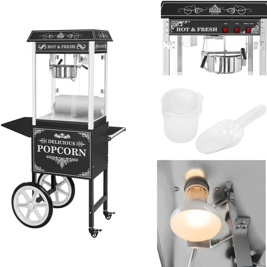 Royal Catering Professional powerful mobile popcorn machine for 230V 1.6kW wheelchair black