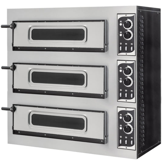 Prismafood 3-chamber pizza oven for 3 pizzas. 45 cm BASIC 3/50 GLASS AND LIGHT 12000 W