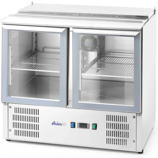 ARKTIC 2 door glazed salad table with lid on 2x GN1/1 3x GN1/6 247 l