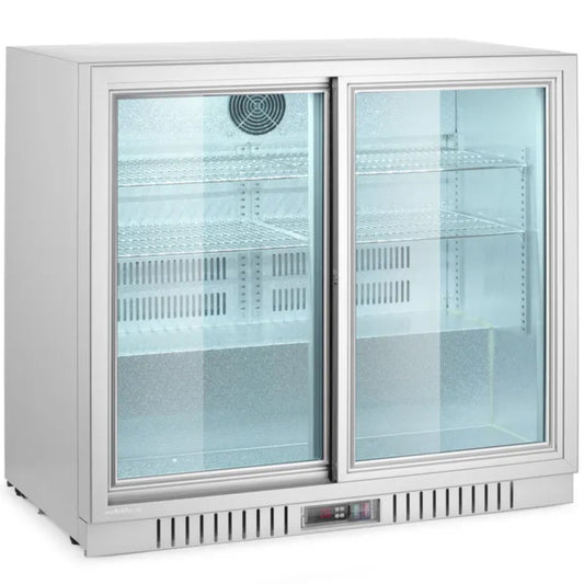 ARKTIC Bar refrigerator with 2 sliding doors LED 150 l 160 W 90x52x84 cm - silver