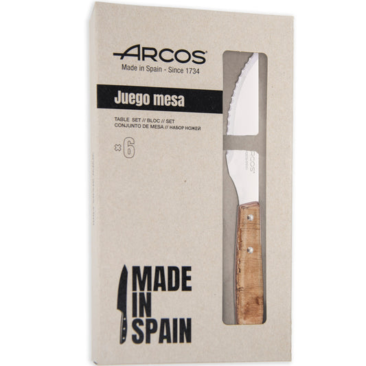 Arcos FOREST steak knife with light wooden handle, length 110/220 mm - set of 6 pcs.