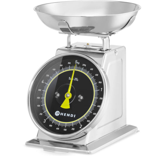 Hendi Analogue kitchen scale with STEEL pan, 5 kg