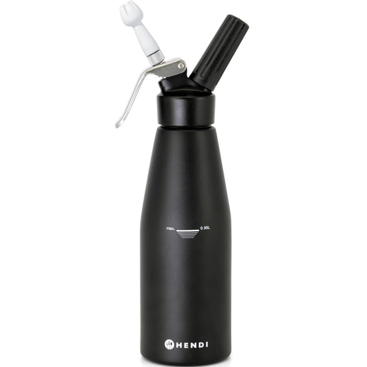 Hendi N2O Kitchen Line whipped cream siphon SET + 3 tips 0.98L - black