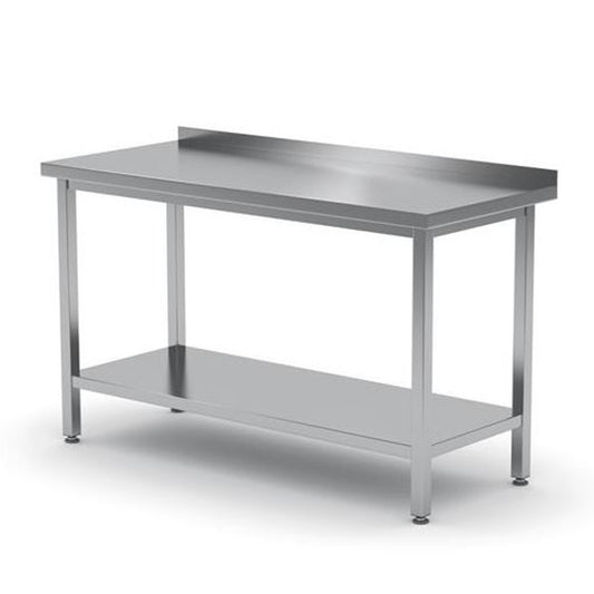 Hendi Worktop table for kitchen steel wall with front and shelf 140x60cm
