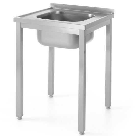 Hendi Steel worktop table with one sink 600x600mm