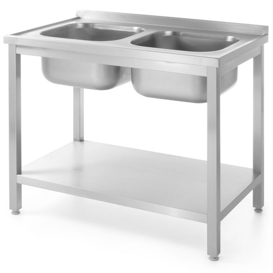 Hendi Gastronomy table with two sinks and a shelves turned 100x70x85 cm