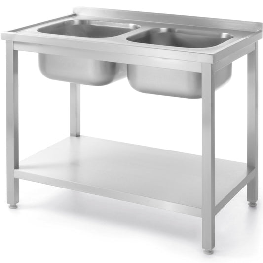 Hendi Pool double-chamber sink with shelf Budget Line STAL 1000 x 600 x 850 cm