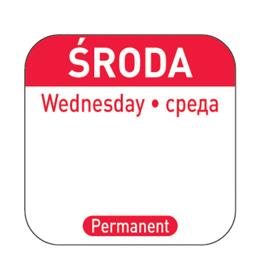 reusable food safety stickers Wednesday PL RU EN 1000 pcs. Hendi 850091