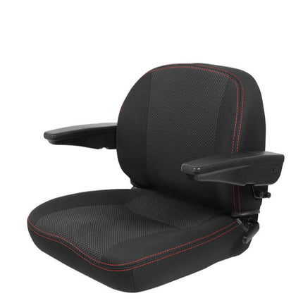 Black vehicle seat with armrests on a white background, branded as UnitedSeats.