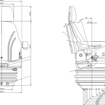 CS85/C2 PRO AR TT Mehāniskās piekares sēdeklis Pagriežams