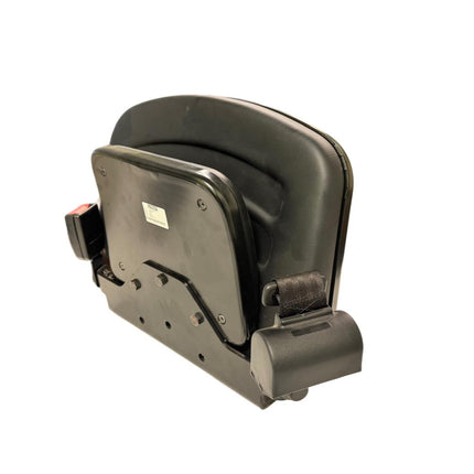 Black car seat belt buckle on a white background