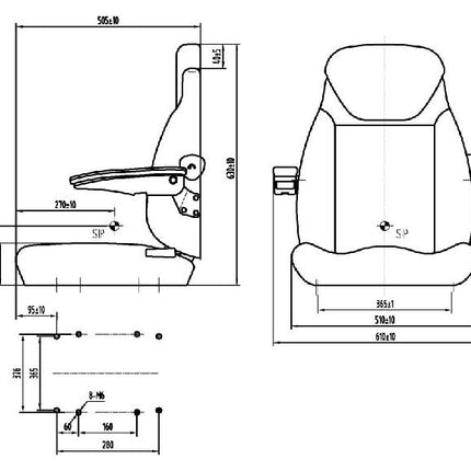 C1/AR auduma brūna sēdekļa augšdaļa
