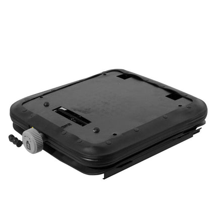 Black plastic component on a white background