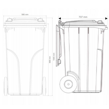 Trash bin container ATESTA Europlast Austria - black 240L