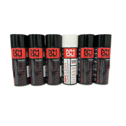 NHOU® melnās un caurspīdīgās rūsas novēršanas aerosolu komplekts — 6 × 400 ml