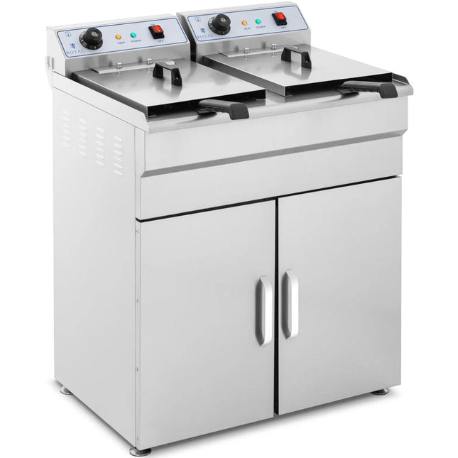 Royal Catering Double-chamber fryer with cabinet 400V - 2x10L