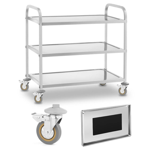 Royal Catering 3 shelf trolley, stainless steel