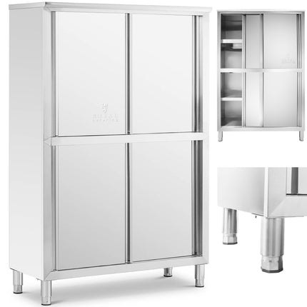 Storage cabinet stainless steel door sliding 180x118x50cm