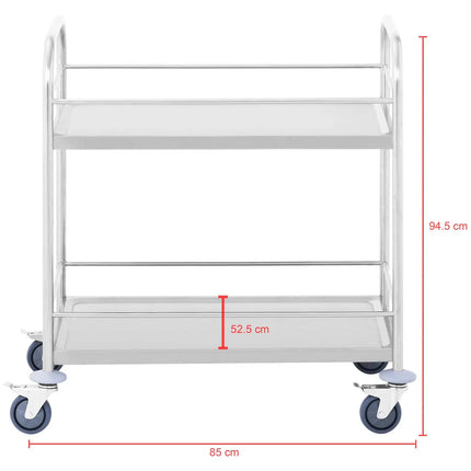 Stainless steel waiter cart with rails - 2 shelves Royal Catering