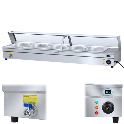 Royal Catering Bemar water heater with tap and glass cover 2200W 30L + 5x container GN1/2