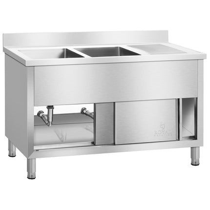 Sink gastronomy sink industrial 2-chamber based on 140cm Royal Catering