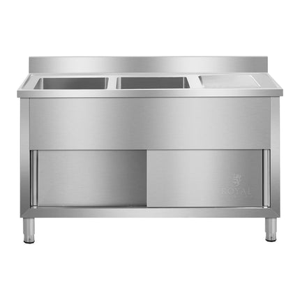 Sink gastronomy sink industrial 2-chamber based on 140cm Royal Catering