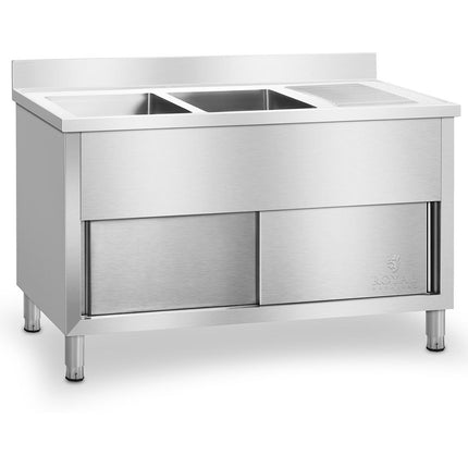 Sink gastronomy sink industrial 2-chamber based on 140cm Royal Catering