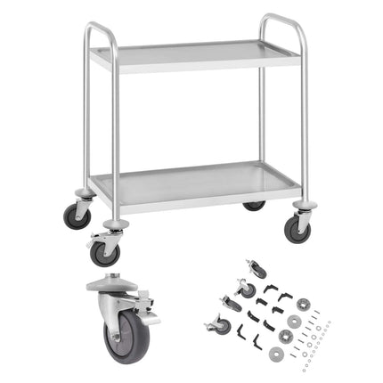 Catering waiter cart 2 shelf stainless steel up to 150kg