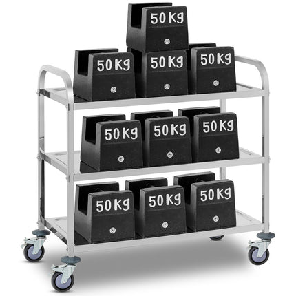 Caterer cart 3 shelves up to 150kg of stainless steel Royal Catering RCSW 3A