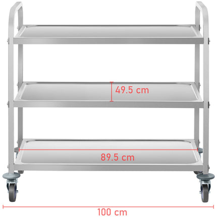 Caterer cart 3 shelves up to 150kg of stainless steel Royal Catering RCSW 3A