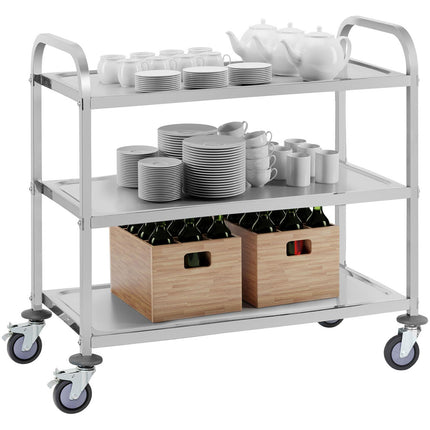 Caterer cart 3 shelves up to 150kg of stainless steel Royal Catering RCSW 3A