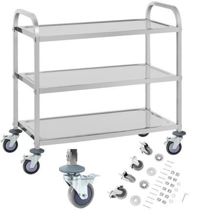 Caterer cart 3 shelves up to 150kg of stainless steel Royal Catering RCSW 3A