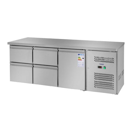 Royal Catering Refrigeration table with steel worktop 4 drawers from -2 to 10deg C 179cm – image 3