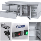 Royal Catering Refrigeration table with steel worktop 4 drawers from -2 to 10deg C 179cm