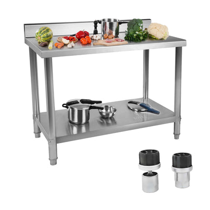 Royal Catering Table kitchen wall with stainless steel 100x70cm