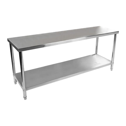 Royal Catering Worktop table central steel gastronomy with shelf 200x60cm – image 2
