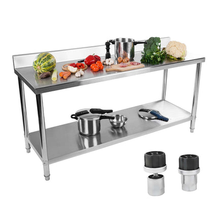 Royal Catering Table, wall-mounted catering worktop with edge and shelf, 180x60cm