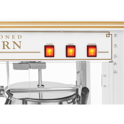 Royal Catering Machine automatic anti-splashing machine retro popcorn TEFLON 1600 W 5-6 kg/h - white-gold – image 4