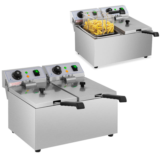 Royal Catering Electric double gastronomy fryer 230 V 2 x 3200W 2 x 8 L