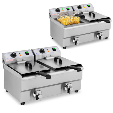 Royal Catering Electric double-gastronomy fryer with 230 V 2 x 3000W 2 x 10 L