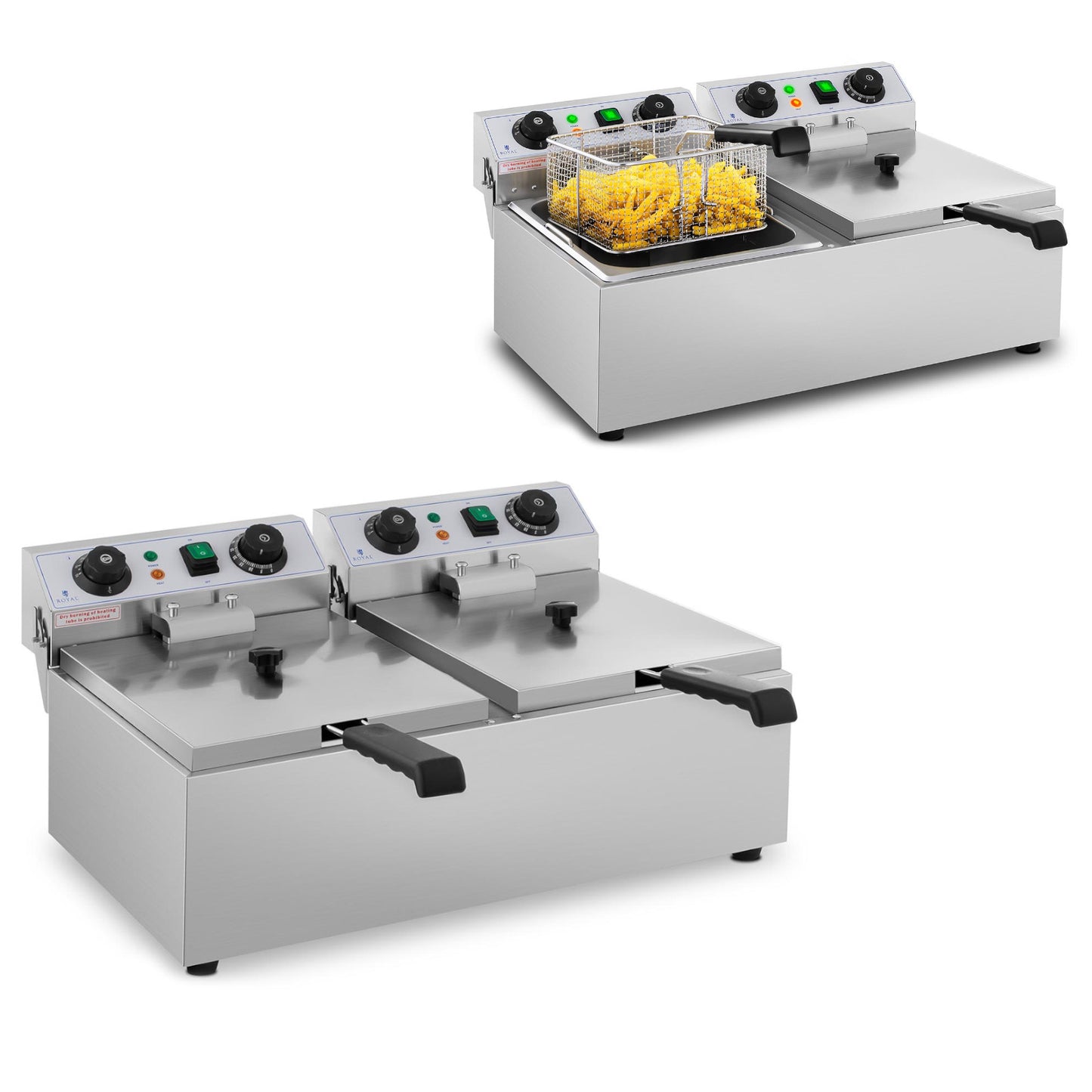 Royal Catering Electric catering fryer TIMER 230 V 2 x 3200W 2 x 10 L