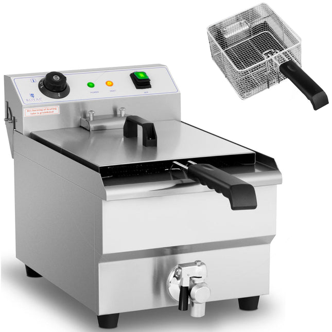 Royal Catering Electric Fryer with drain tap 230 V 3200 W 13 l