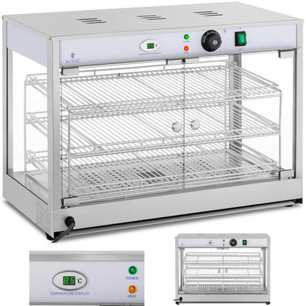 Royal Catering Heated display cabinet for food presentation, 3 shelves, 25-85C, 1200W
