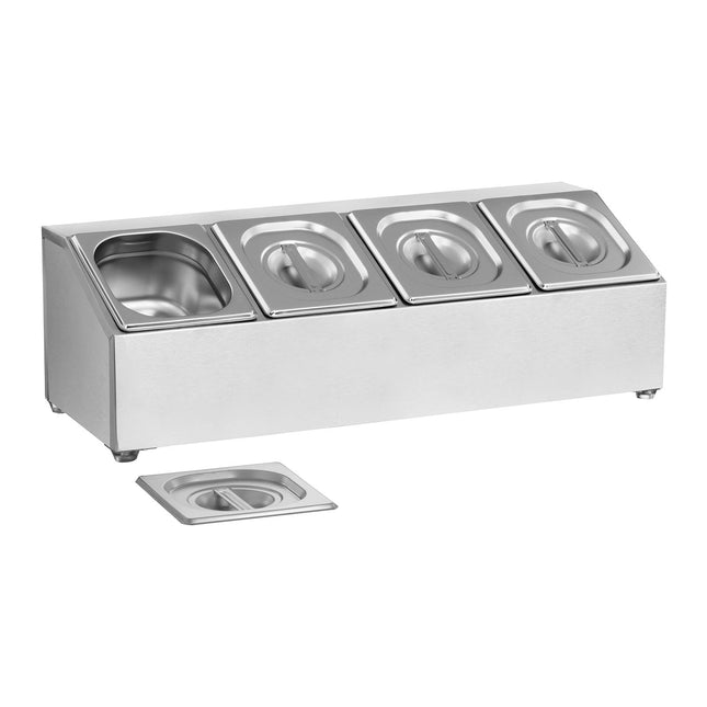 Royal Catering Exhibitor rack for catering containers 4 x GN1/6 + 4 x Containers