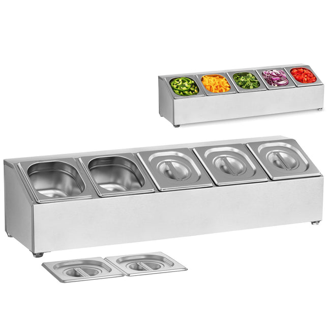 Royal Catering Exhibitor rack for catering containers 5 x GN1/6 + 5 x Containers